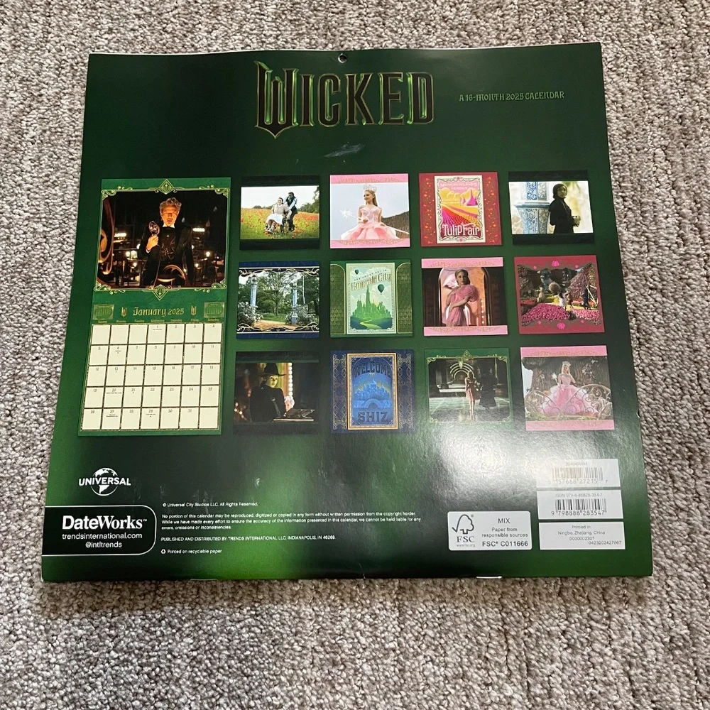 Wicked 12 Month Calendar Collectors Edition Unused No Writing Clean Pages